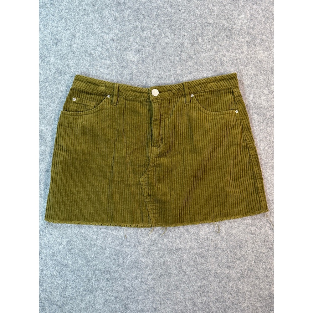 BDG Urban Outfitters Olive Green Corduroy Mini Skirt Raw Hem Womens Large